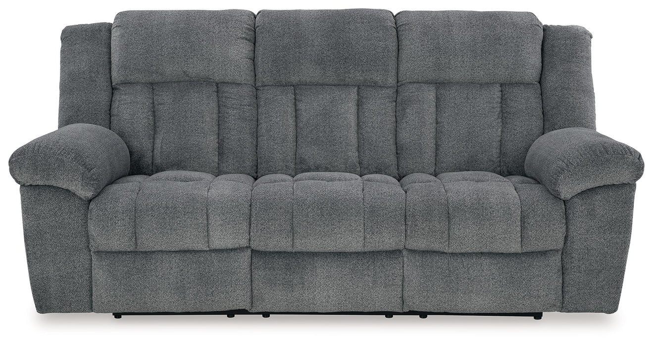 Tip-Off - Power Reclining Sofa With Adj Headrest - Slate