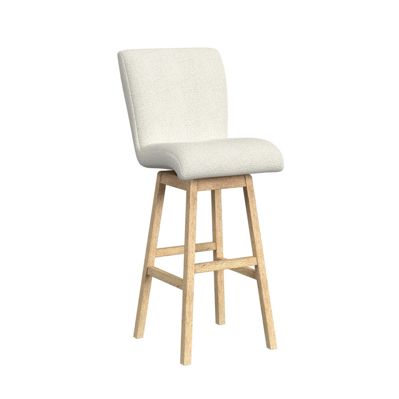 Cambrie - Upholstered Swivel Bar Stool With Boucle (Set of 2) - Beige / Natural