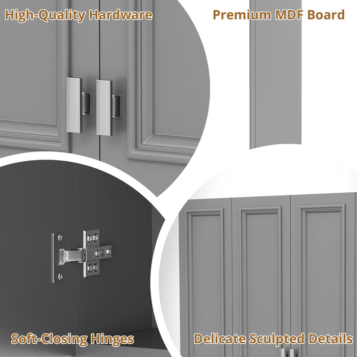 Wall Mounted Bathroom Cabinet With 5 Adjustable Shelves