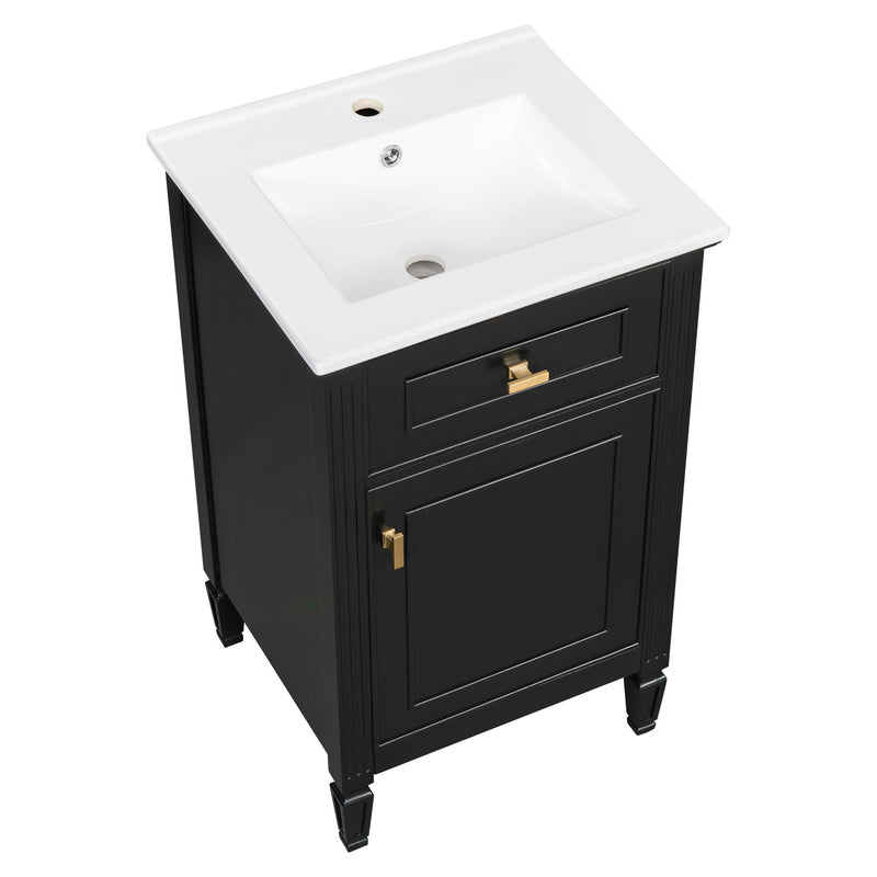 Bathroom Vanity With Sink, Adjustable Shelf, Tilt-Out Drawer