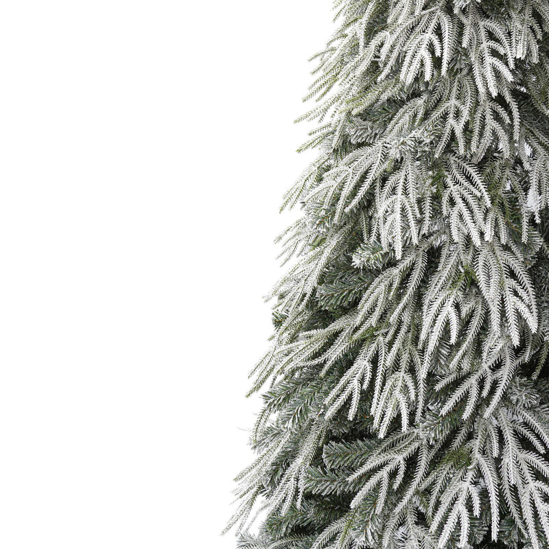 Snowy Cascading Christmas Trees 3 Piece Set With Warm LED Lighting, Flocked Weeping Branches, Multi Level Indoor Decor - Green