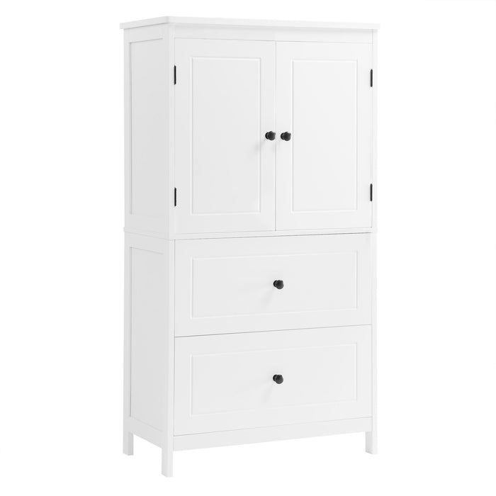 Bathroom Storage Cabinet With 2 Doors And Drawers, Adjustable Shelf
