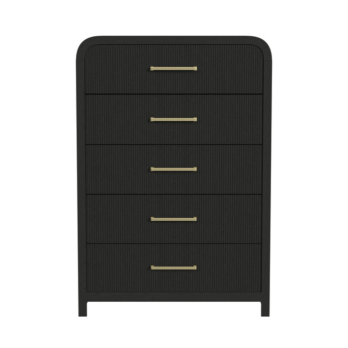 Ridgemont 5-Drawer Chest in Black with Grain