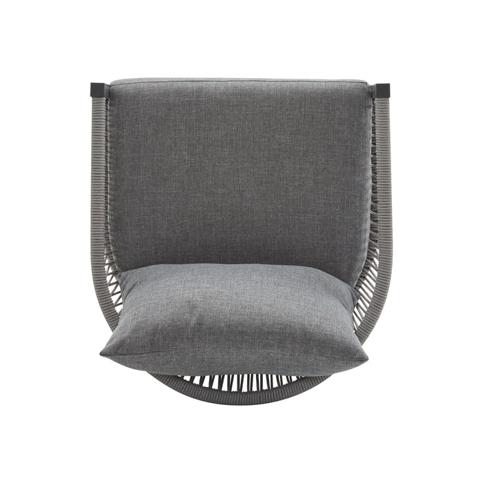 Modern Curved Aluminum Lounge Chair With Stylish Rope Weave Design And Cushioned Comfort For Outdoor