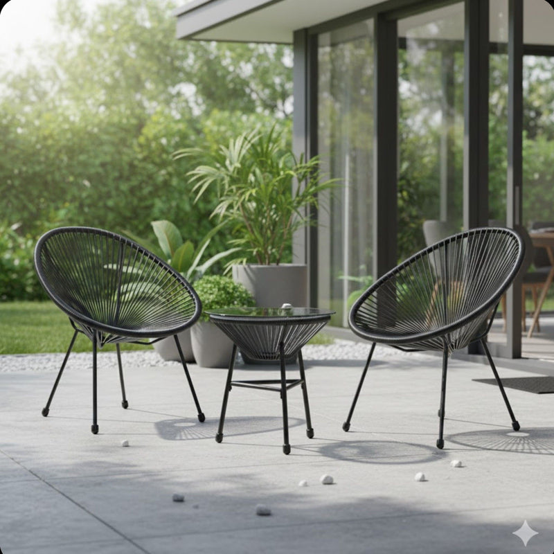 Acapulco Style 3 Piece Patio Bistro Set With Chairs