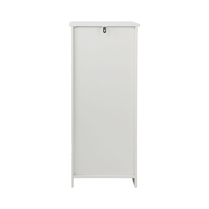 Louvered Door Bathroom Low Cabinet With Multi Layer Storage - White