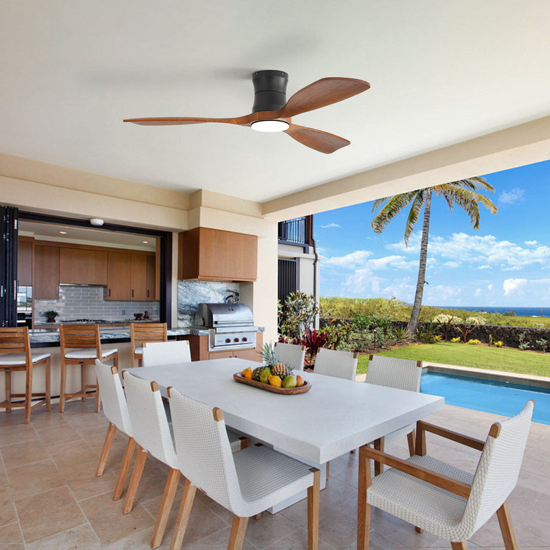 48" Ceiling Fan With Light, Dimmable LED With Memory, Quiet DC Motor - Matte Black