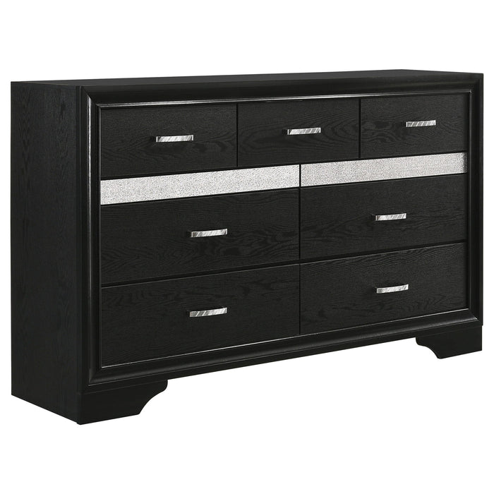 Modern Bedroom Set With Upholstered Headboard And Textured Storage
