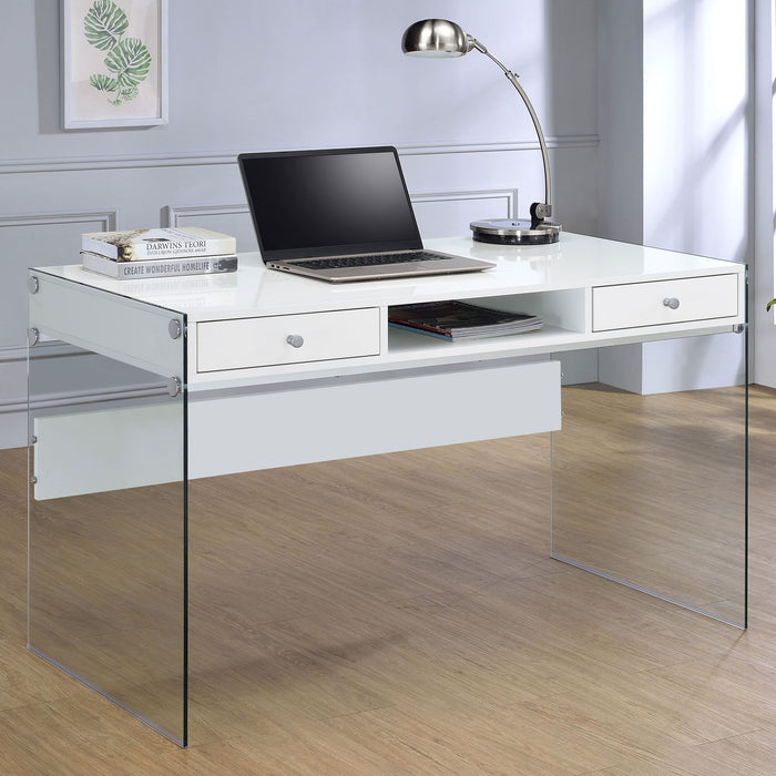 Barretta - 2 Drawer Writing Desk - Gloss White