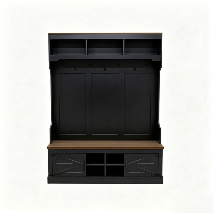 Farmhouse Hall Tree With Bench And Shoe Storage