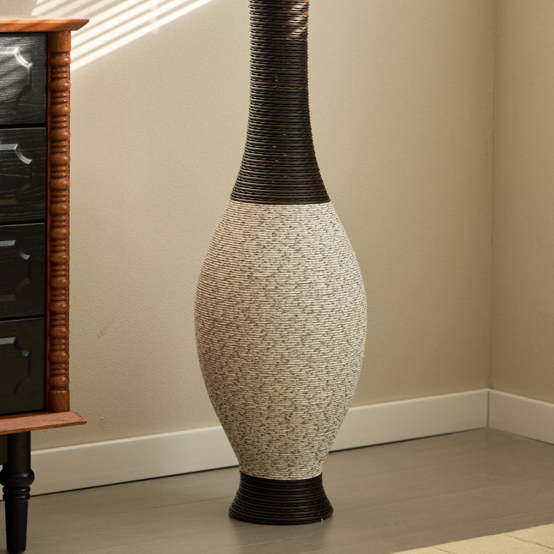 Tall Designer Floor Vase With Elegant 2 Tone