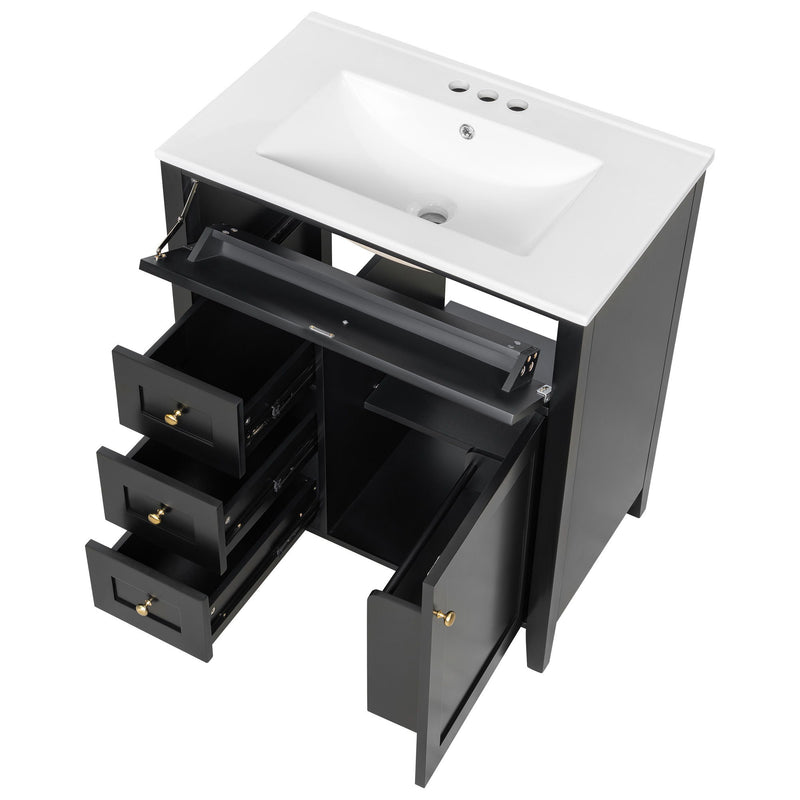 Bathroom Vanity With Sink, 3 Drawers And Adjustable Shelf, Freestanding Storage Unit