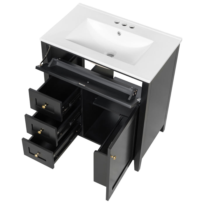 Bathroom Vanity With Sink, 3 Drawers And Adjustable Shelf, Freestanding Storage Unit