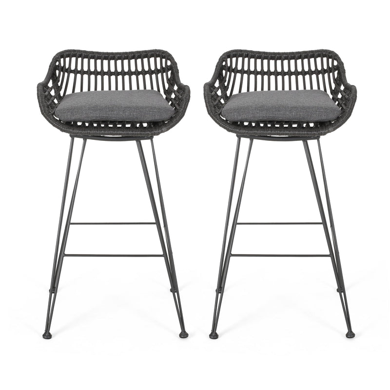 Outdoor Rattan Bar Chair With Metal Legs