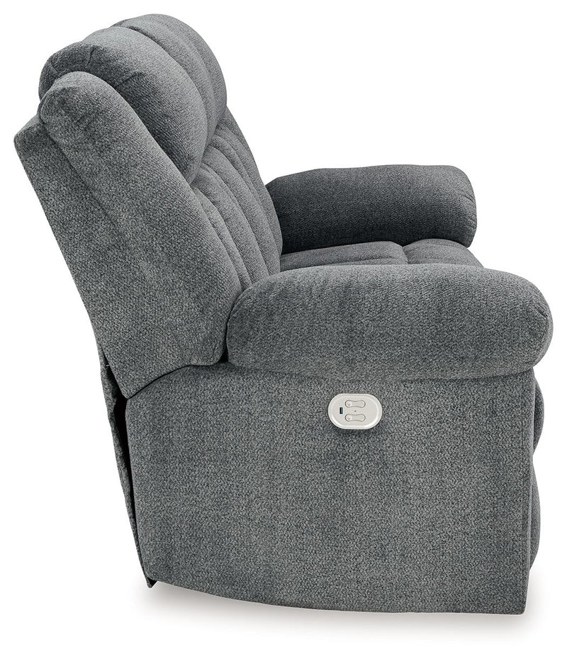 Tip-Off - Power Reclining Sofa With Adj Headrest - Slate