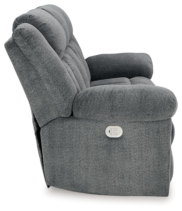 Tip-Off - Power Reclining Sofa With Adj Headrest - Slate