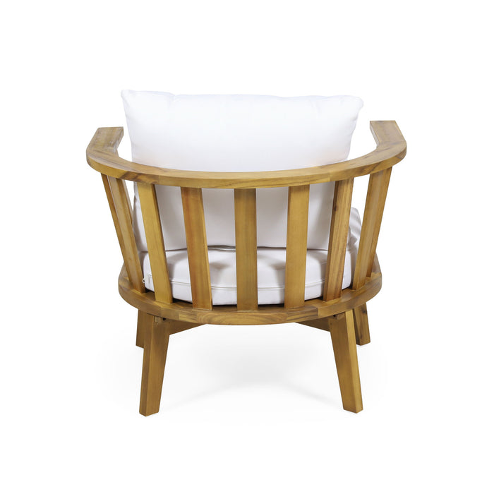 Outdoor Club Chair With Curved Backrest And Frame - White