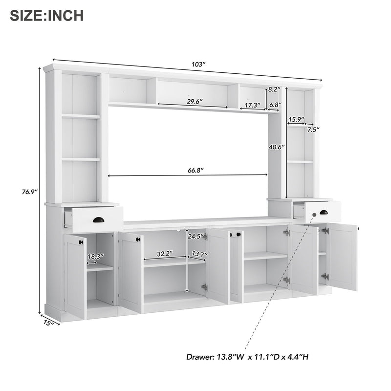 Minimalist Entertainment Wall Unit Set With Bridge For TVs Up To 75"