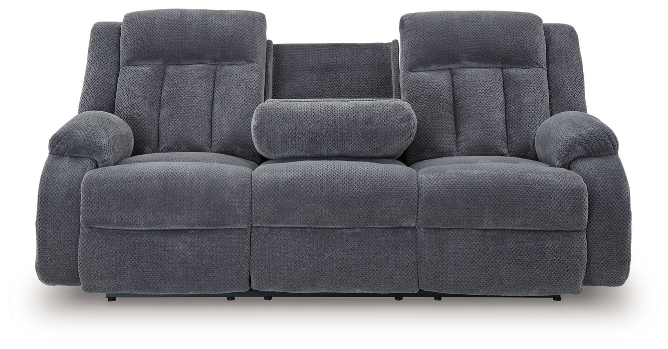 Observation - Reclining Power Sofa With Drop Down Table - Steel