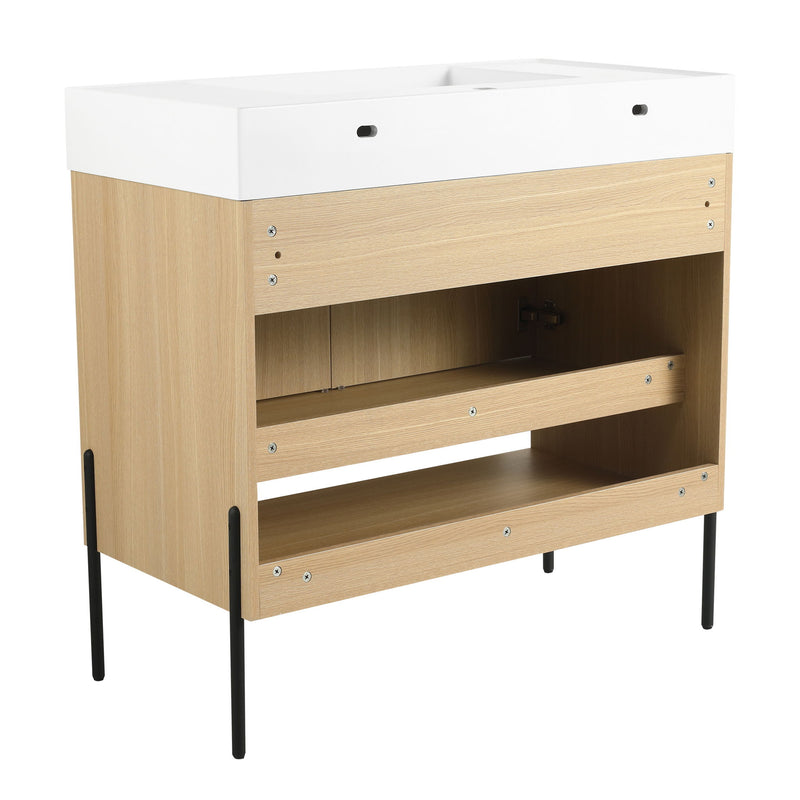 Modern Bathroom Vanity Combo With Single Resin Sink And Storage Cabinet