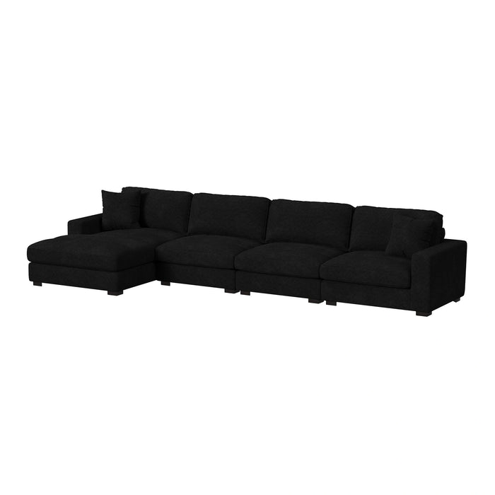 Arizona 4PC Sectional Set with LHF Chaise in Steno Black