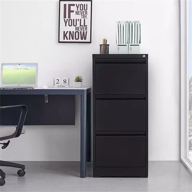 Durable Metal 3 Drawer File Cabinet With Lock For Office Storage