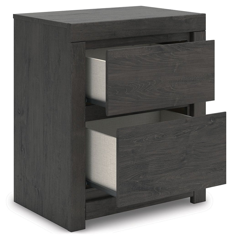 Fraluna - Two Drawer Night Stand - Charcoal