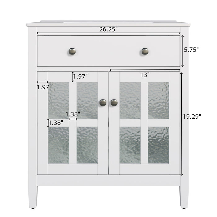 Bathroom Vanity With Ceramic Sink, Adjustable Shelf & Tip Out Tray