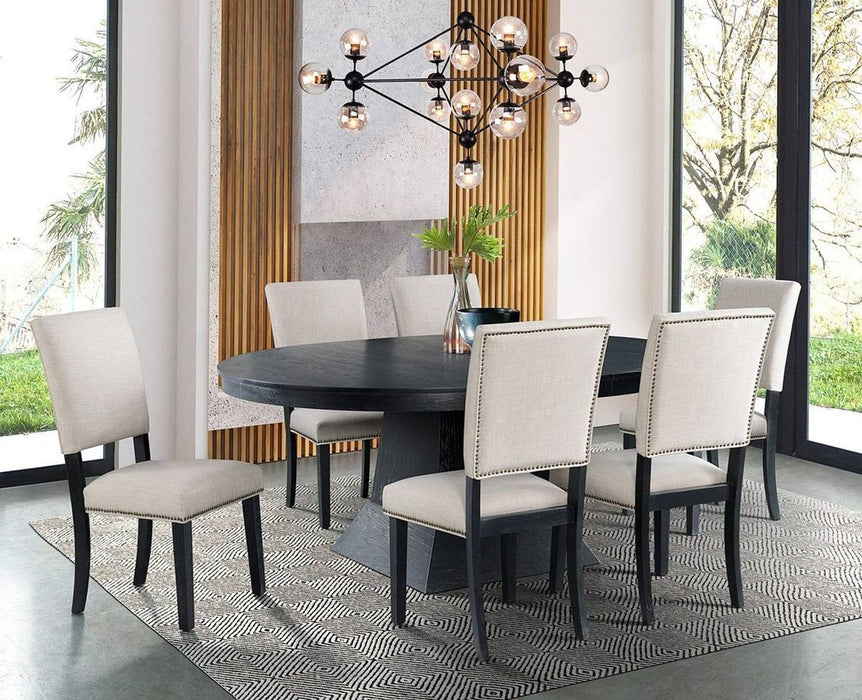 Elements International Maddox Dining Table in Dark Wire Brush