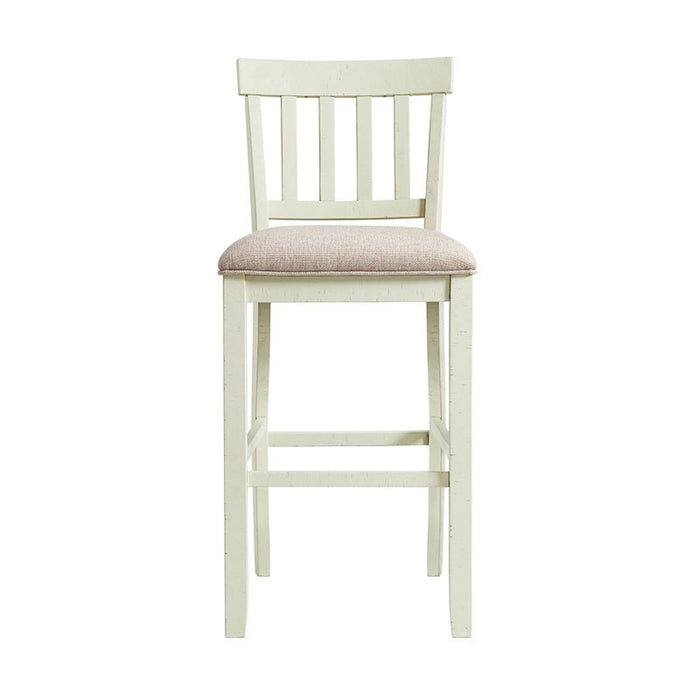 Elements International Stone 30 Inch Bar Slat Back Stool (Set of 2) in White image