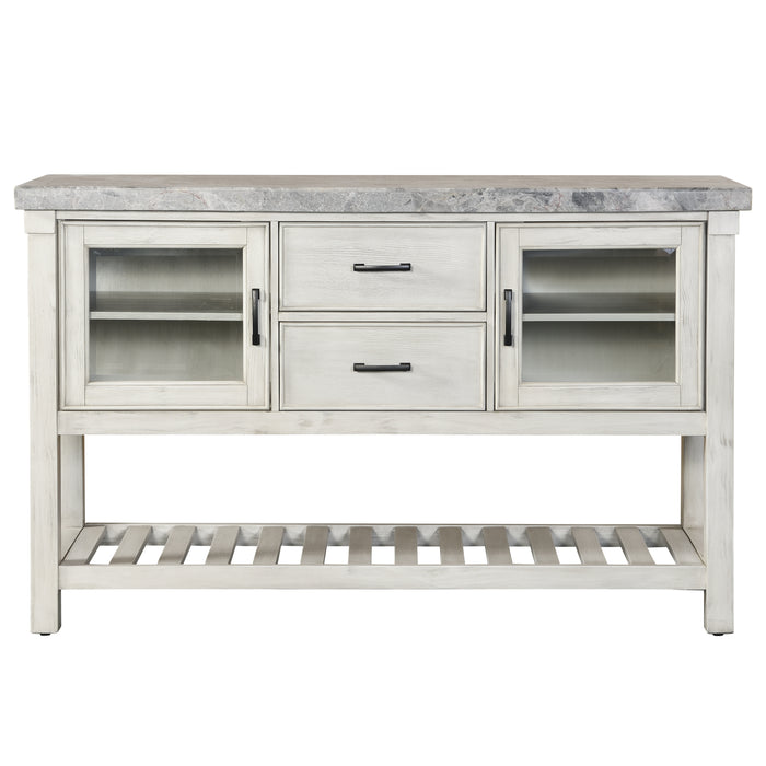 Steve Silver Canova Gray Marble Top Server in Cathedral White