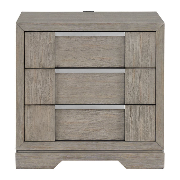 Kelis - 3 Drawer Nightstand With USB - Gray