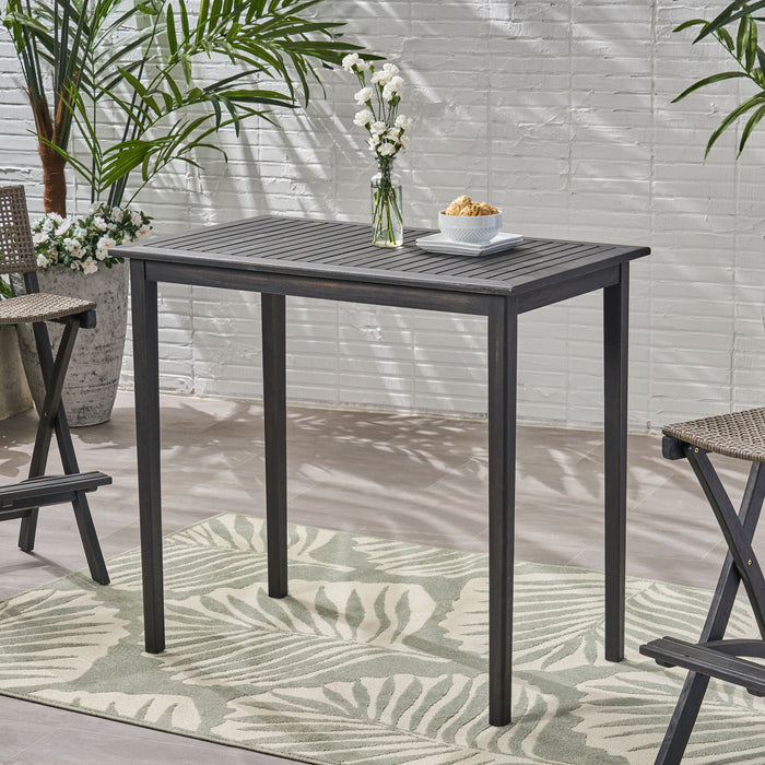 Outdoor Minimalist Acacia Wood Rectangle Bar Table
