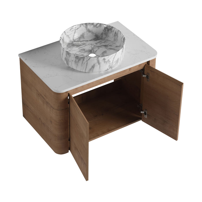 Wall Mounted Bathroom Vanity With Art Sink & 1 Soft Close Door