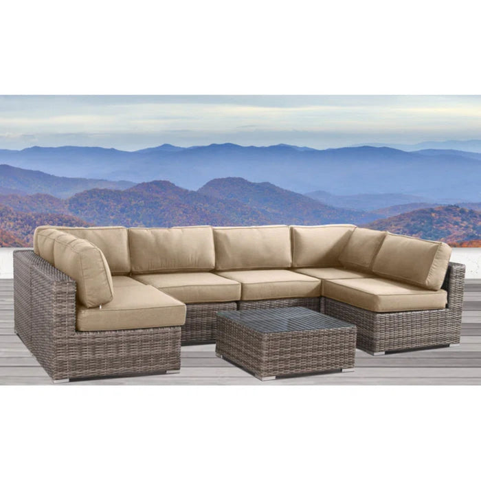 Seating Set With Cushions Handcrafted Wicker Design
