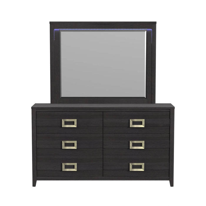Tobias Dresser and Mirror Set with LED in Black