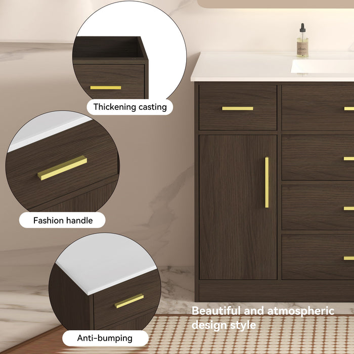 Bathroom Vanity With Abundant Storage 2 Soft Close Doors And 6 Drawers