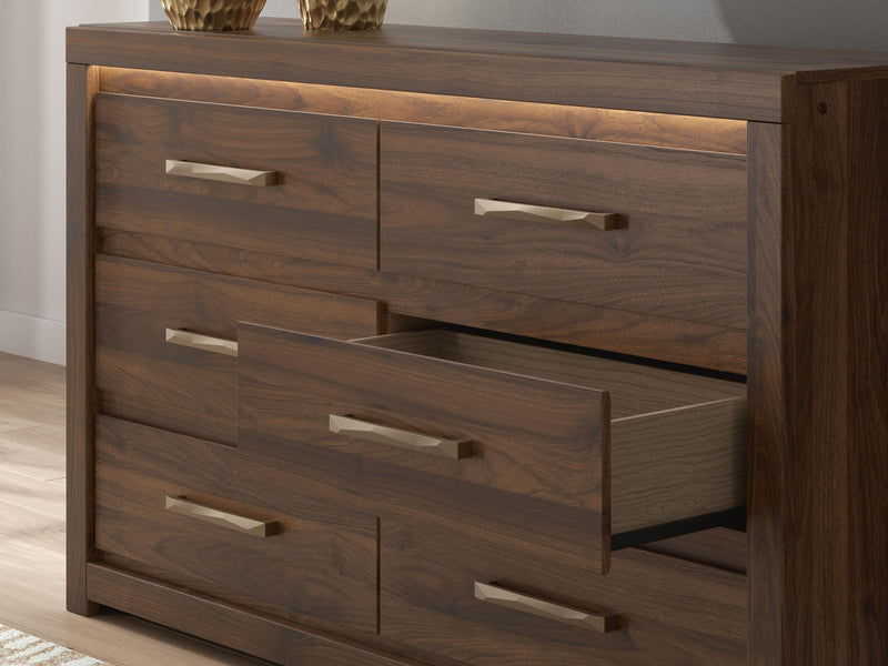Janfyn - Six Drawer Dresser - Brown