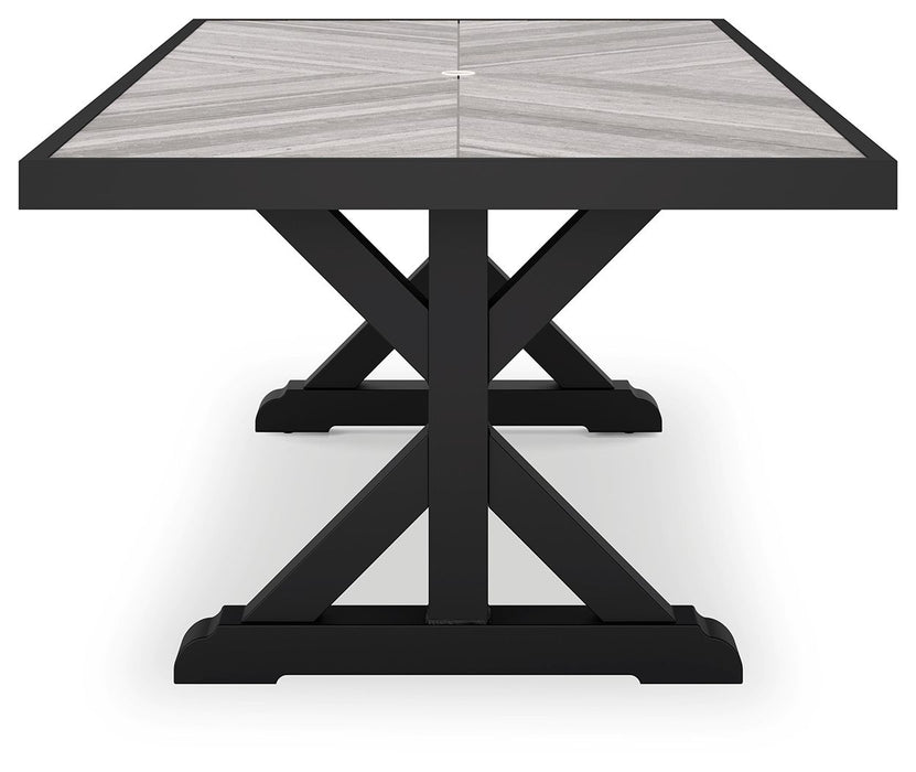 Beachcroft - Rectangular Dining Table With Umbrella Option - Black / Light Gray