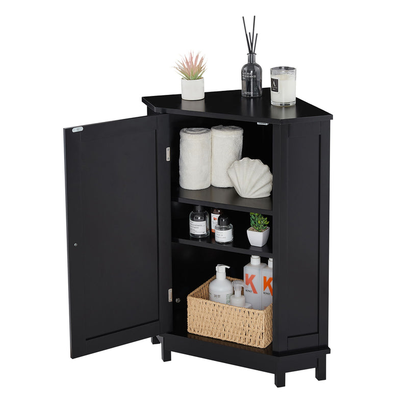 Bathroom Cabinet Triangle Corner Storage Cabinet With Adjustable Shelf Modern Style
