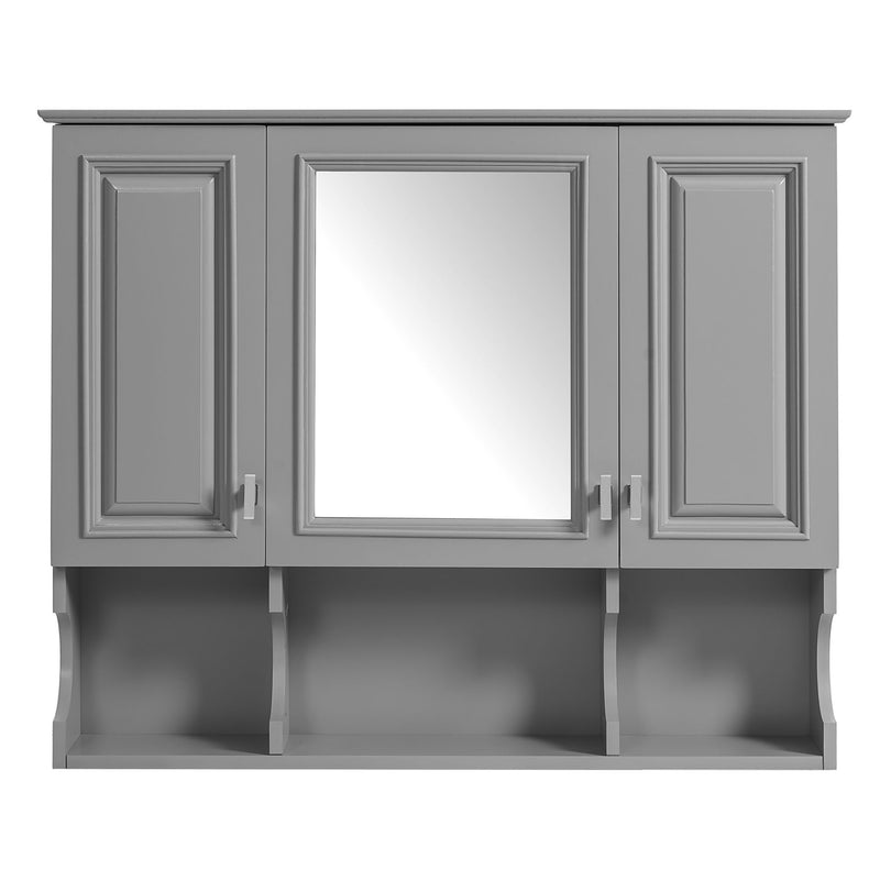 Wall Mounted Bathroom Medicine Wall Cabinet With Mirror & Open Shelves