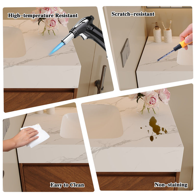 Wall Mounted Bathroom Vanity With Sink, Soft Close - Walnut / White