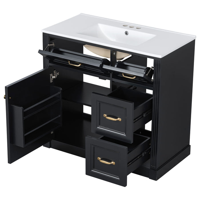 Modern Bathroom Vanity With Sink, 4 Drawers, Soft-Close Door, Adjustable Shelf