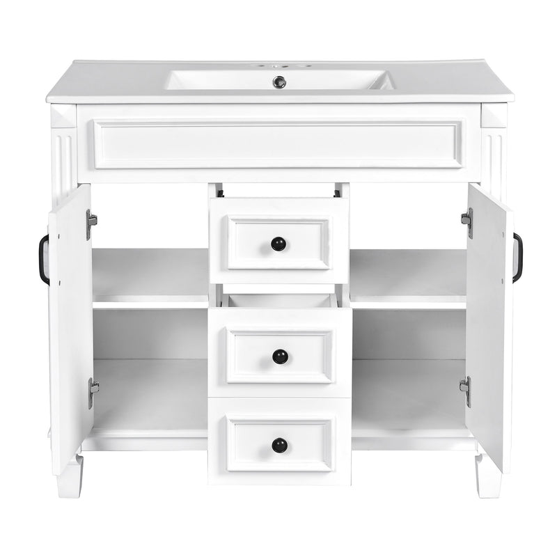 Bathroom Vanity With Top Sink, Cabinet With 2 Soft Closing Doors And Drawers