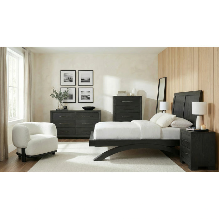 Allan Bedroom Set with 2 Nightstands in Black