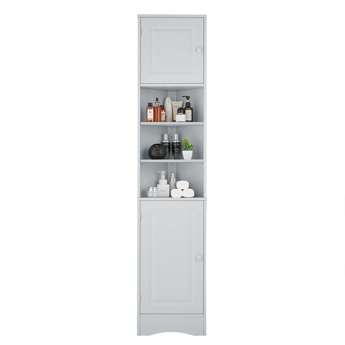 Multi Functional Corner Cabinet With Adjustable Shelves And 2 Doors