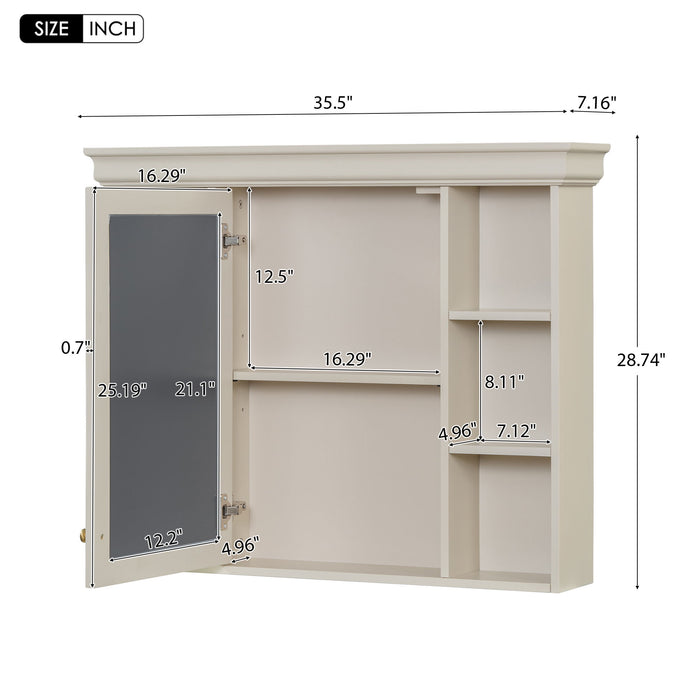 Bathroom Vanity With Medicine Cabinet, Storage Cabinet With 4 Drawers, Adjustable Shelf Mirror