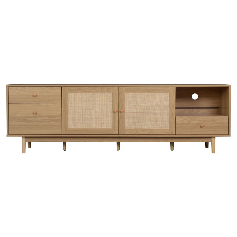 TV Stand With Doors - Natural