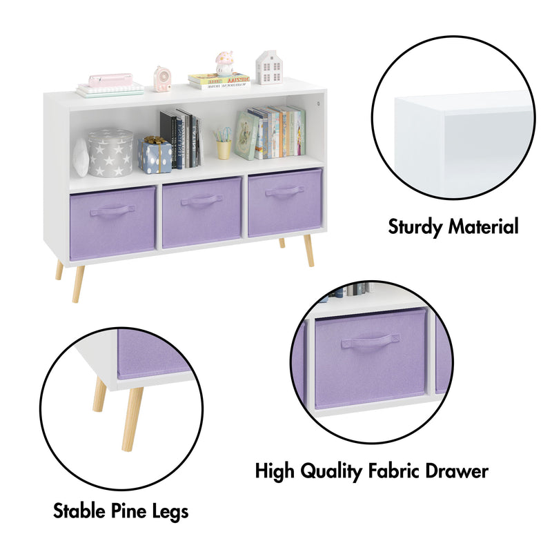 Bookcase With Collapsible Drawers, Book Display Organizer