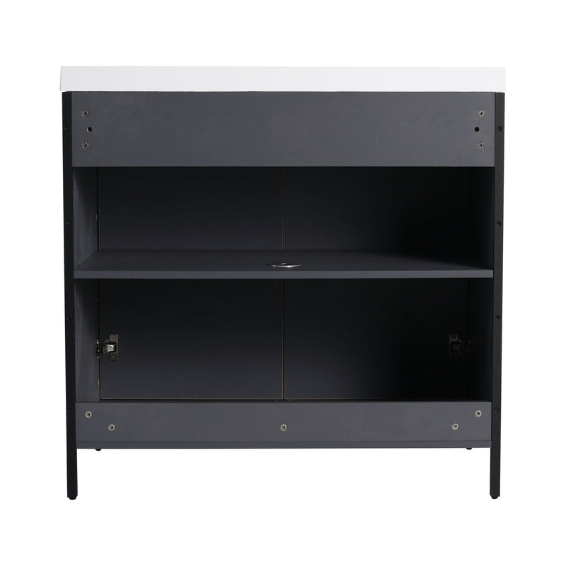 Contemporary Freestanding Bathroom Vanity With Adjustable Shelves